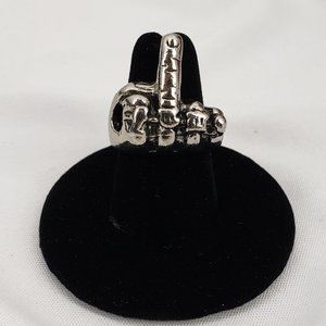 Silvertone Middle Finger Ring, NWT